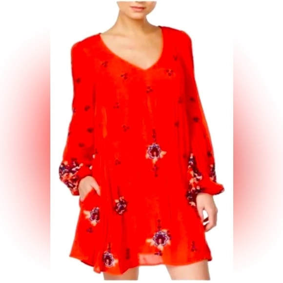 Free People Dresses & Skirts - FREE PEOPLE Oxford Embroidered Boho Mini Dress Size Small